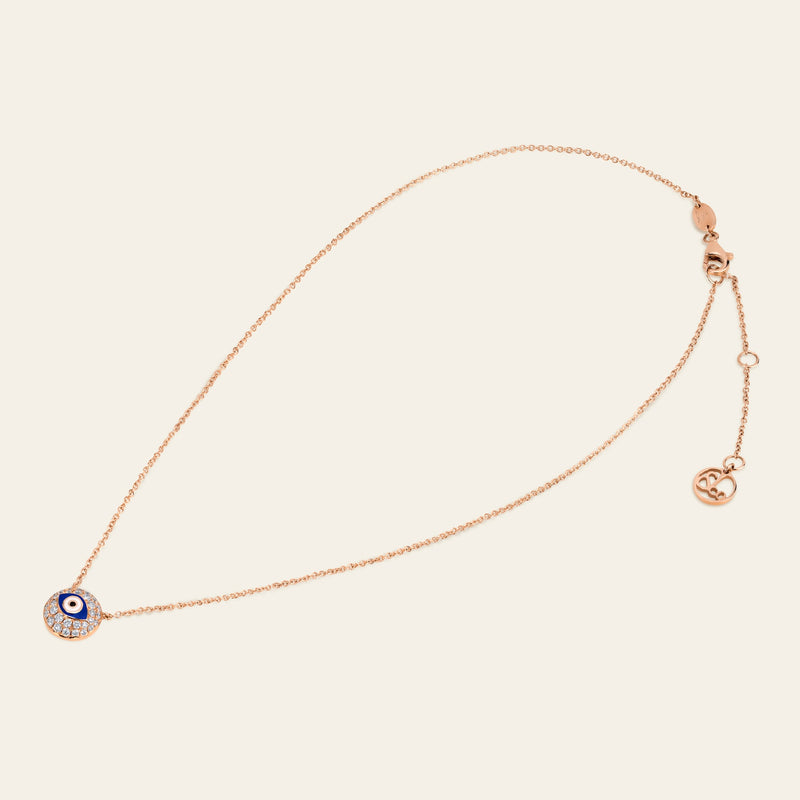 Evil Eye Diamond Necklace_Rose Gold_White Diamonds_3