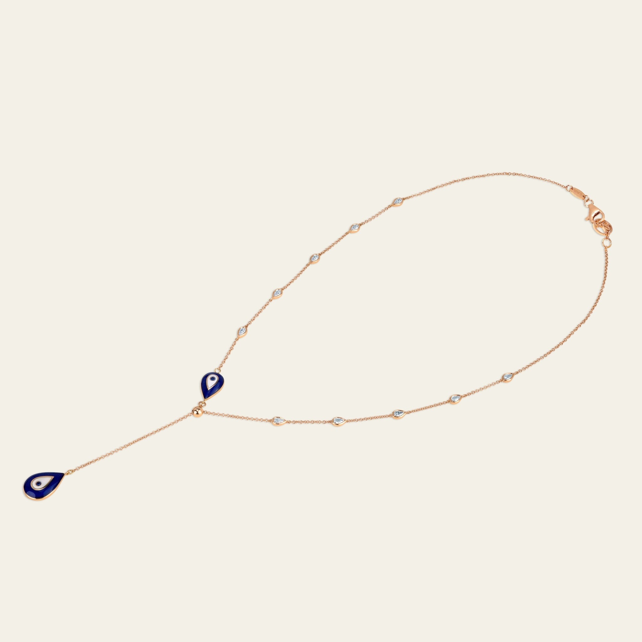 Evil Eye Diamond Necklace_Rose Gold_Sapphires_White Diamonds_3