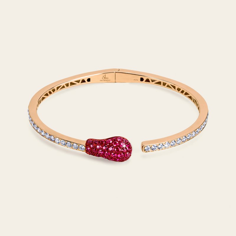 Match Ruby Diamond Bangle_Rose Gold_Rubies_White Diamonds_1