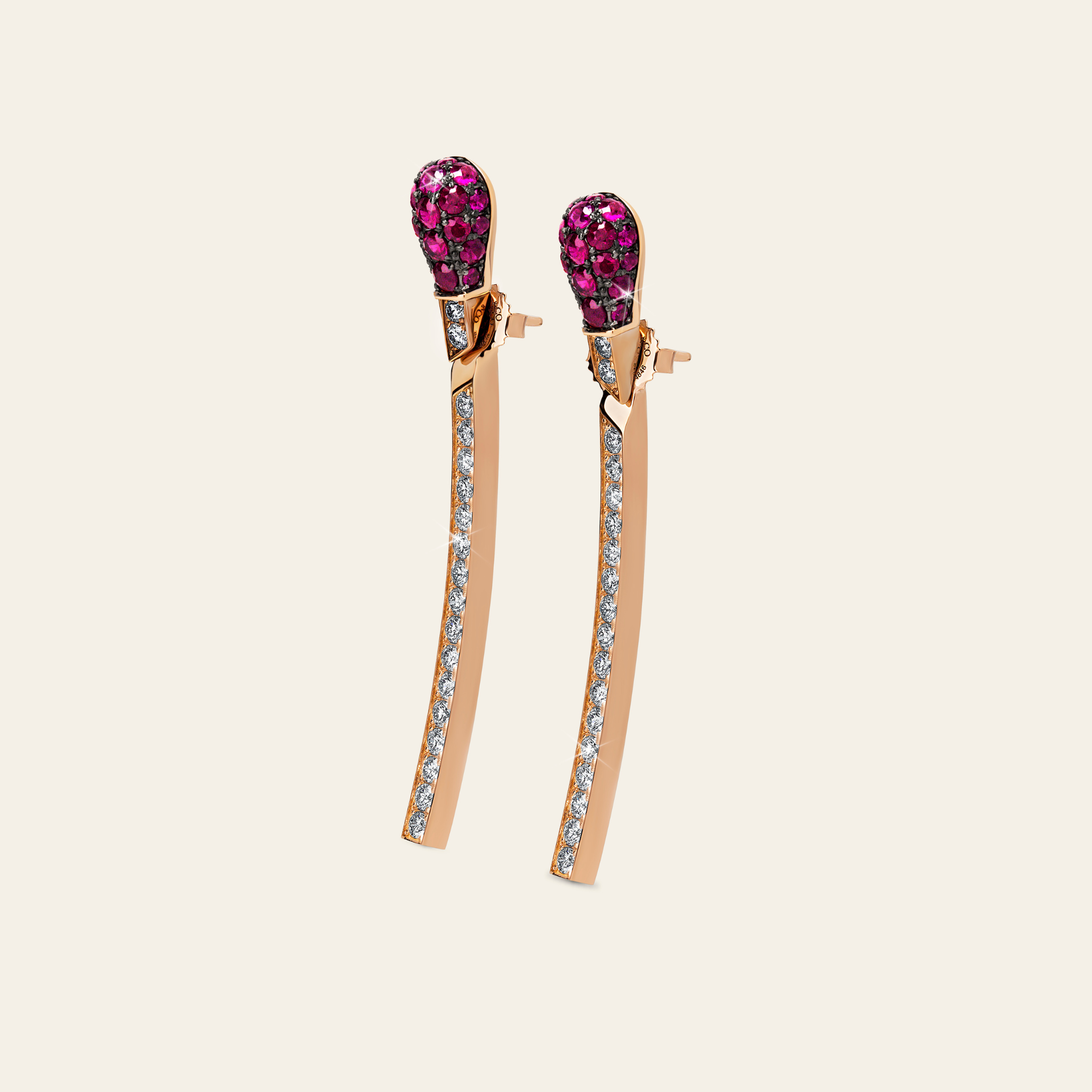 Match Ruby Diamond Earrings_Rose Gold_Rubies_White Diamonds_2