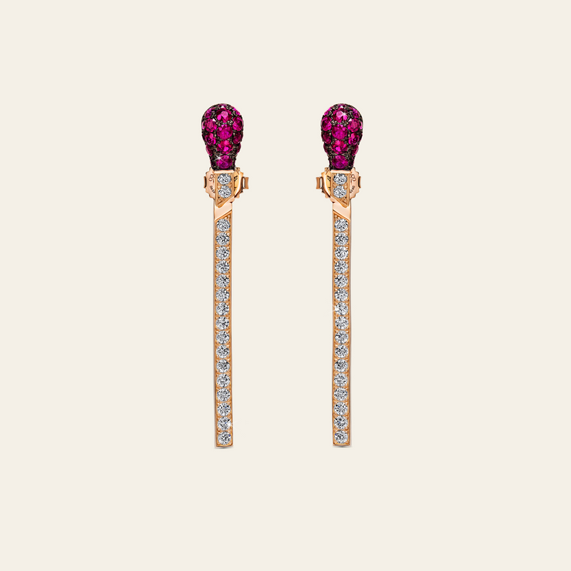 Match Ruby Diamond Earrings_Rose Gold_Rubies_White Diamonds_1