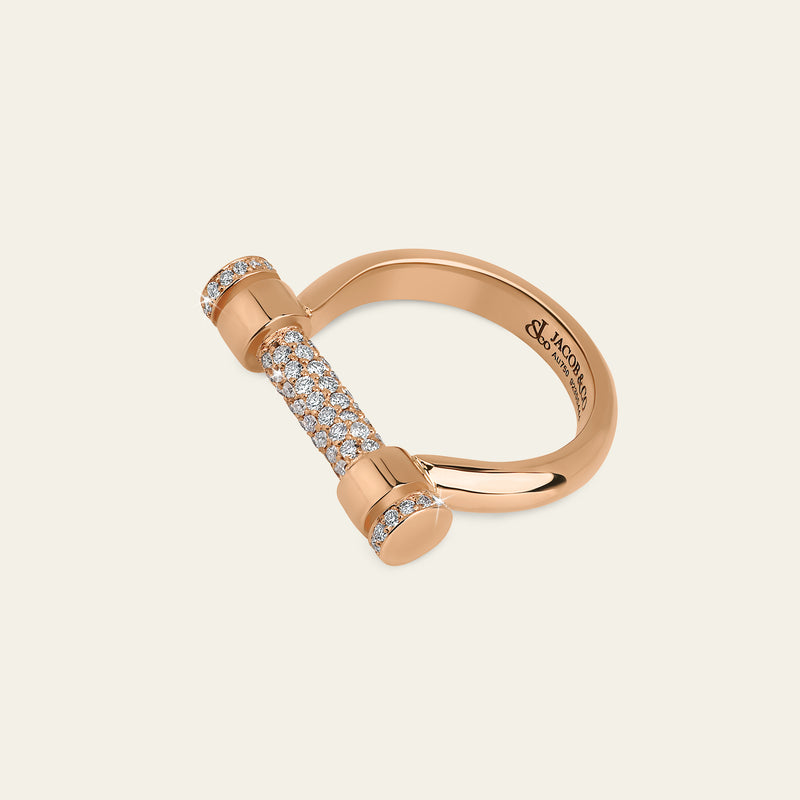 Estribo Ring_Rose Gold_White Diamonds_3