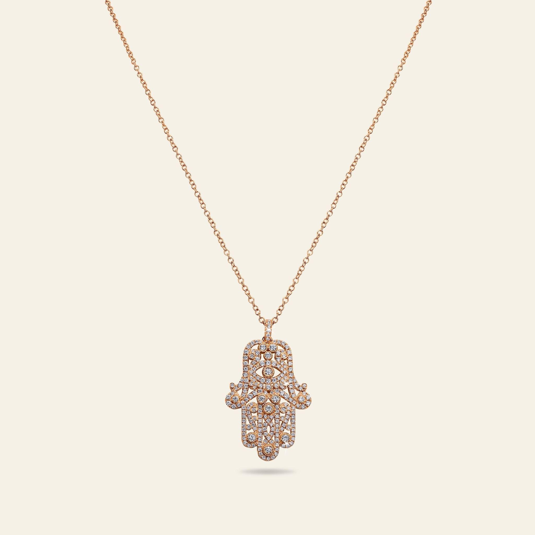 Hamsa Diamond Necklace_Rose Gold_White Diamonds_1