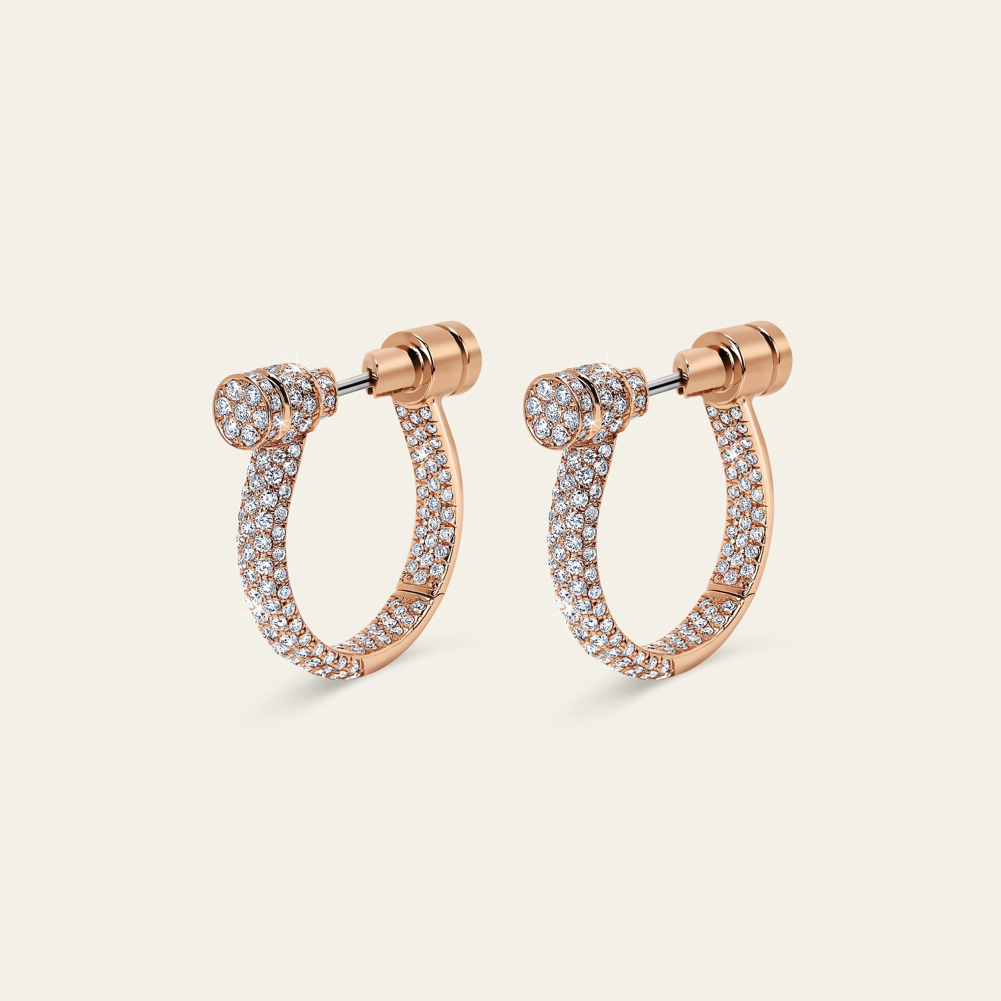 Estribo Earrings_Rose Gold_White Diamonds_2