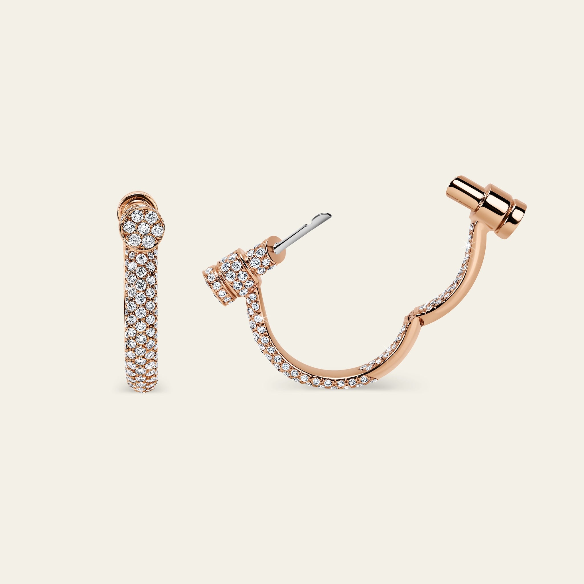 Estribo Earrings_Rose Gold_White Diamonds_4