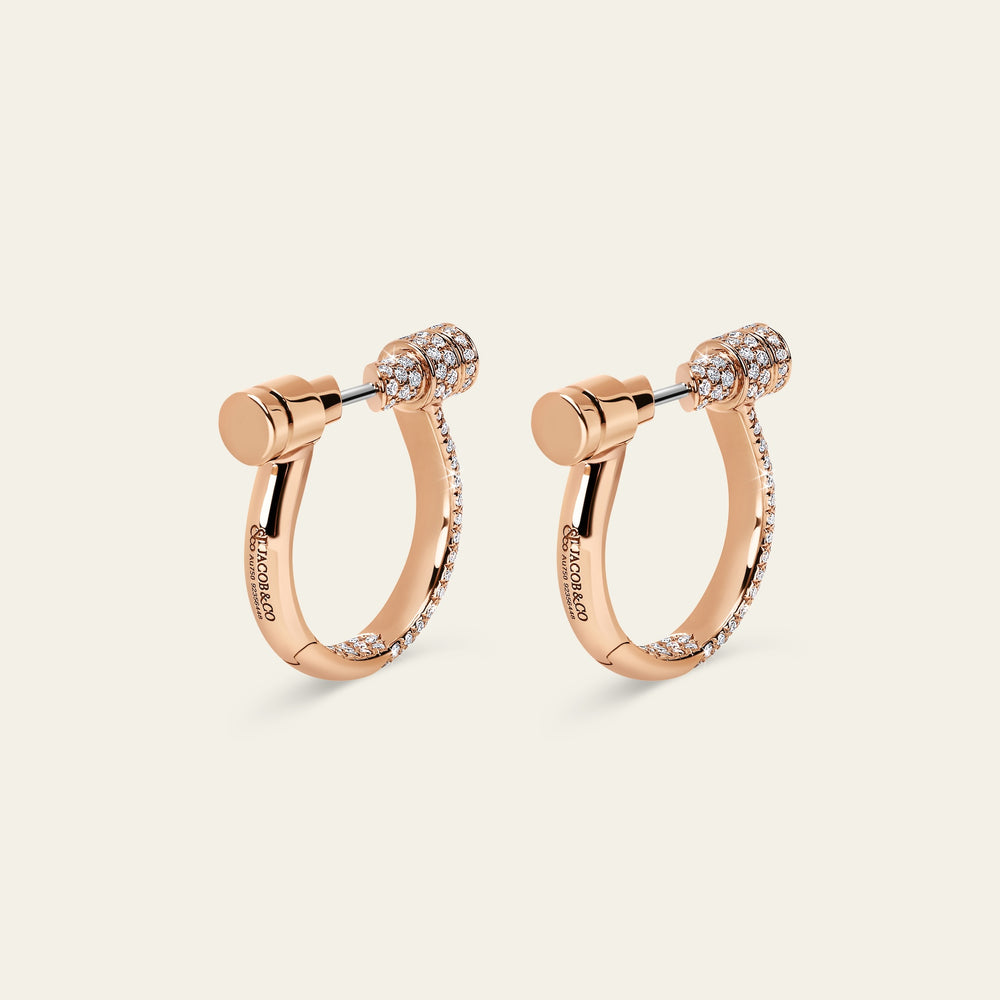 Estribo Earrings_Rose Gold_White Diamonds_5