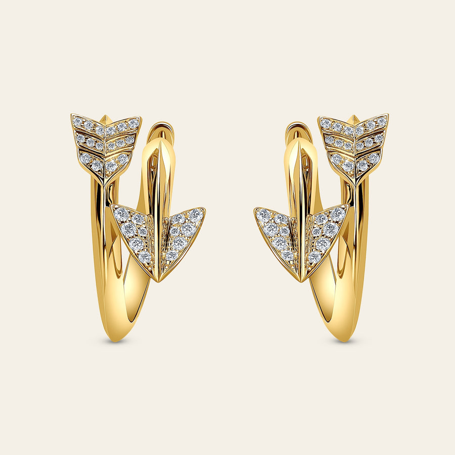Super Arrow Diamond Earrings_Yellow Gold_White Diamonds_1