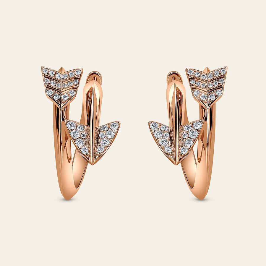 Super Arrow Diamond Earrings_Rose Gold_White Diamonds_1