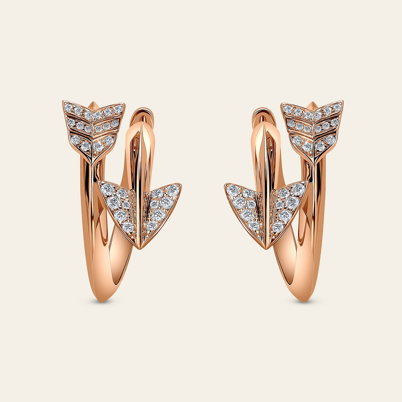 Super Arrow Diamond Earrings_Rose Gold_White Diamonds_1
