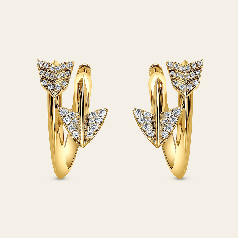 Super Arrow Diamond Earrings_Yellow Gold_White Diamonds_1