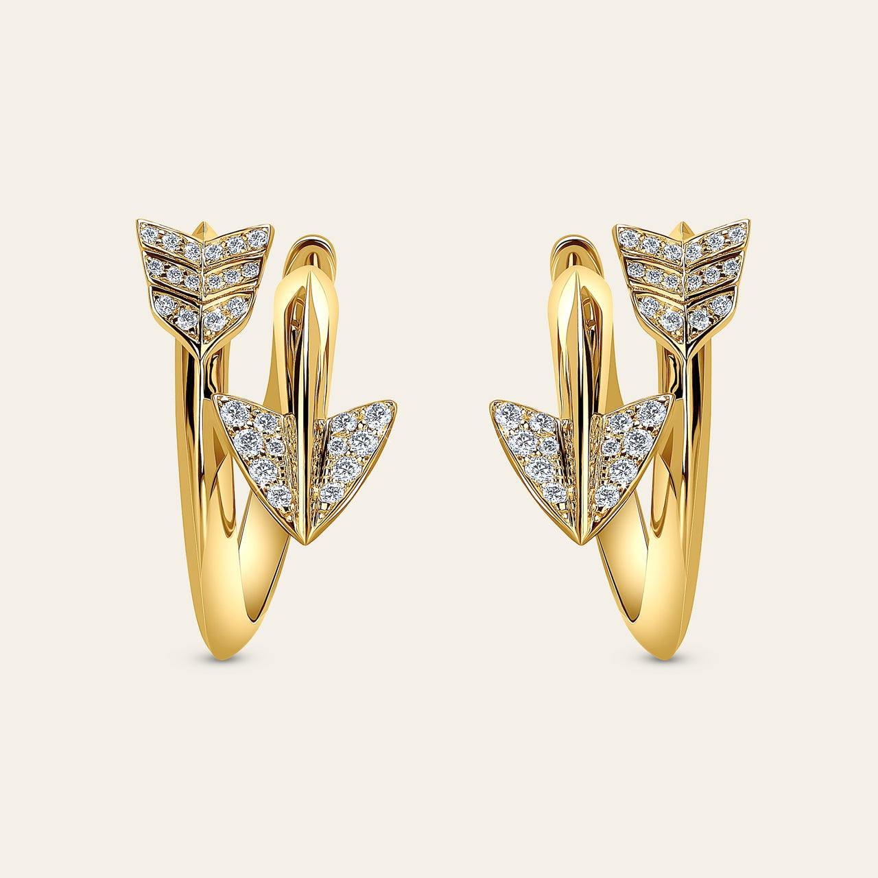 Super Arrow Diamond Earrings_Yellow Gold_White Diamonds_1