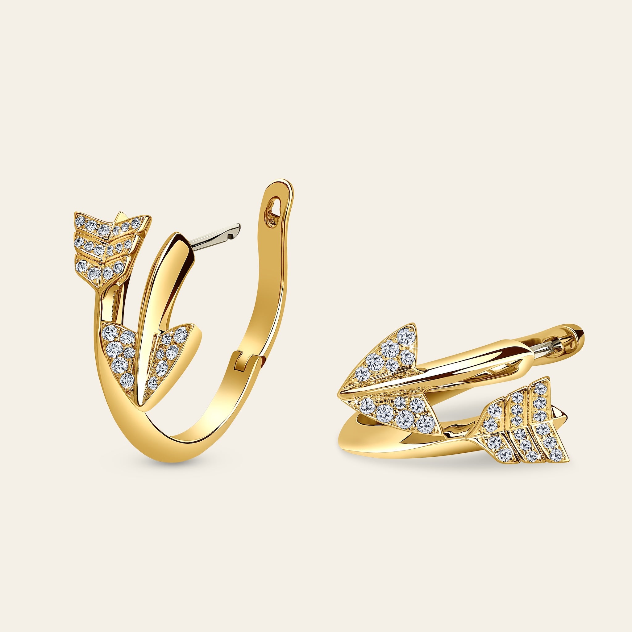 Super Arrow Diamond Earrings_Yellow Gold_White Diamonds_2