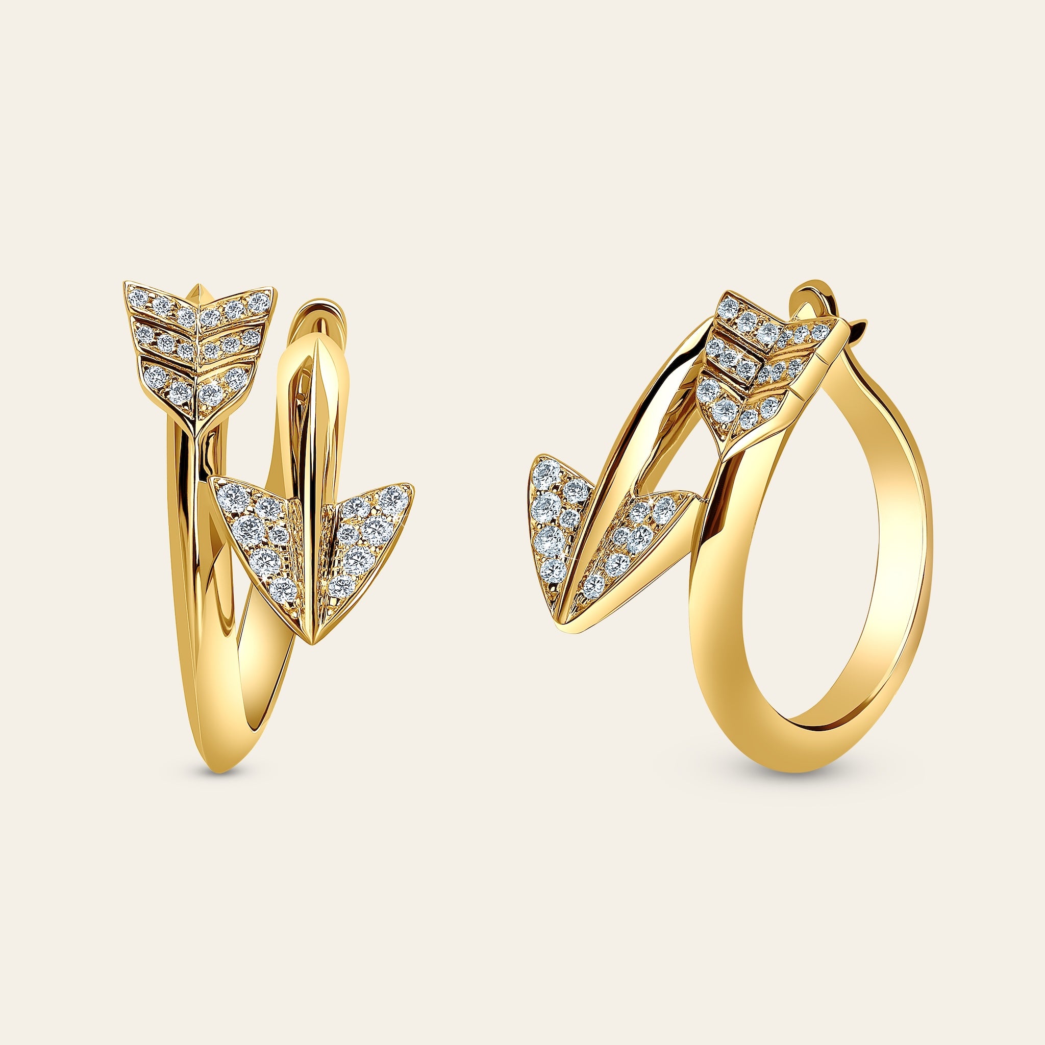 Super Arrow Diamond Earrings_Yellow Gold_White Diamonds_4