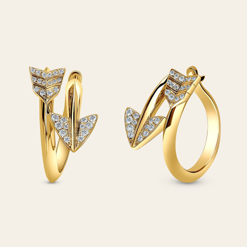 Super Arrow Diamond Earrings_Yellow Gold_White Diamonds_4