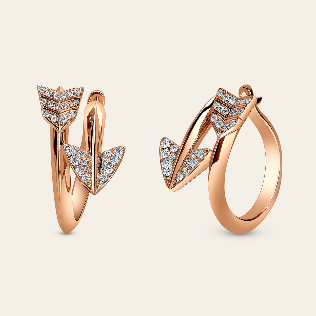 Super Arrow Diamond Earrings_Rose Gold_White Diamonds_4