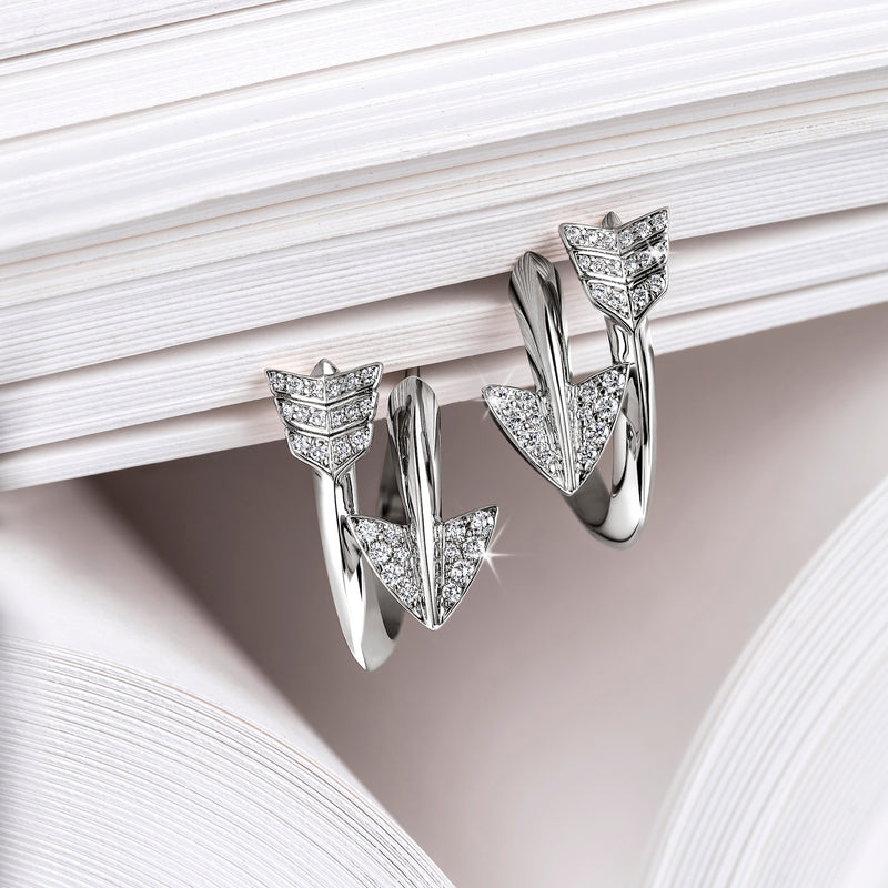Super Arrow Diamond Earrings_White Gold_White 5