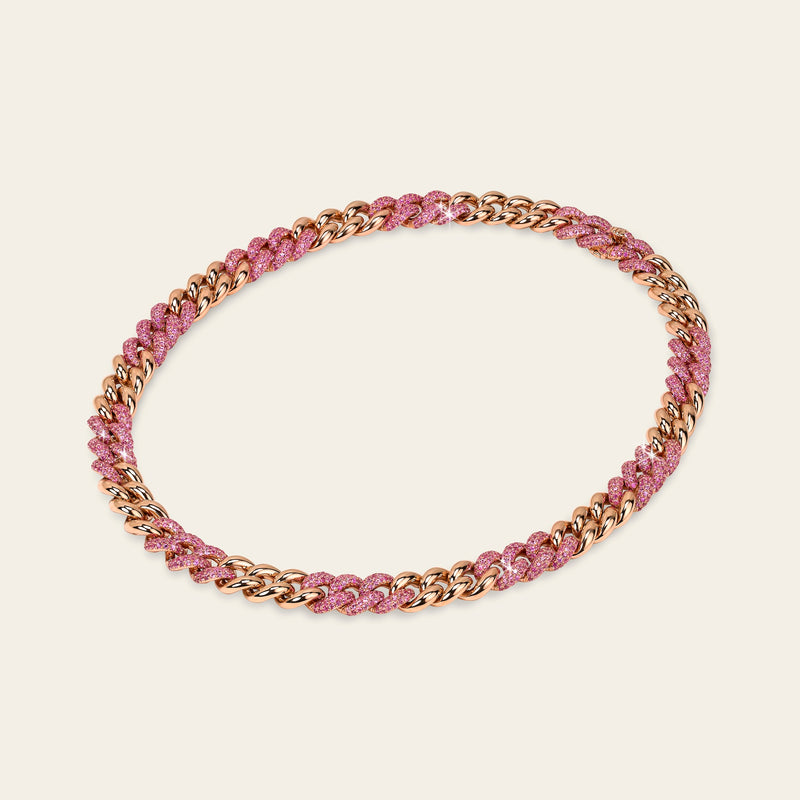 Cuban Link Necklace_Rose Gold_Pink Sapphires_3