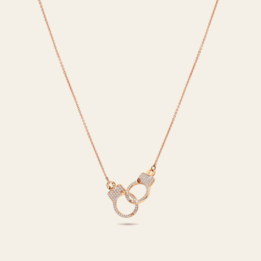 Love Lockdown Interlocking Necklace_Rose Gold_White Diamonds_1