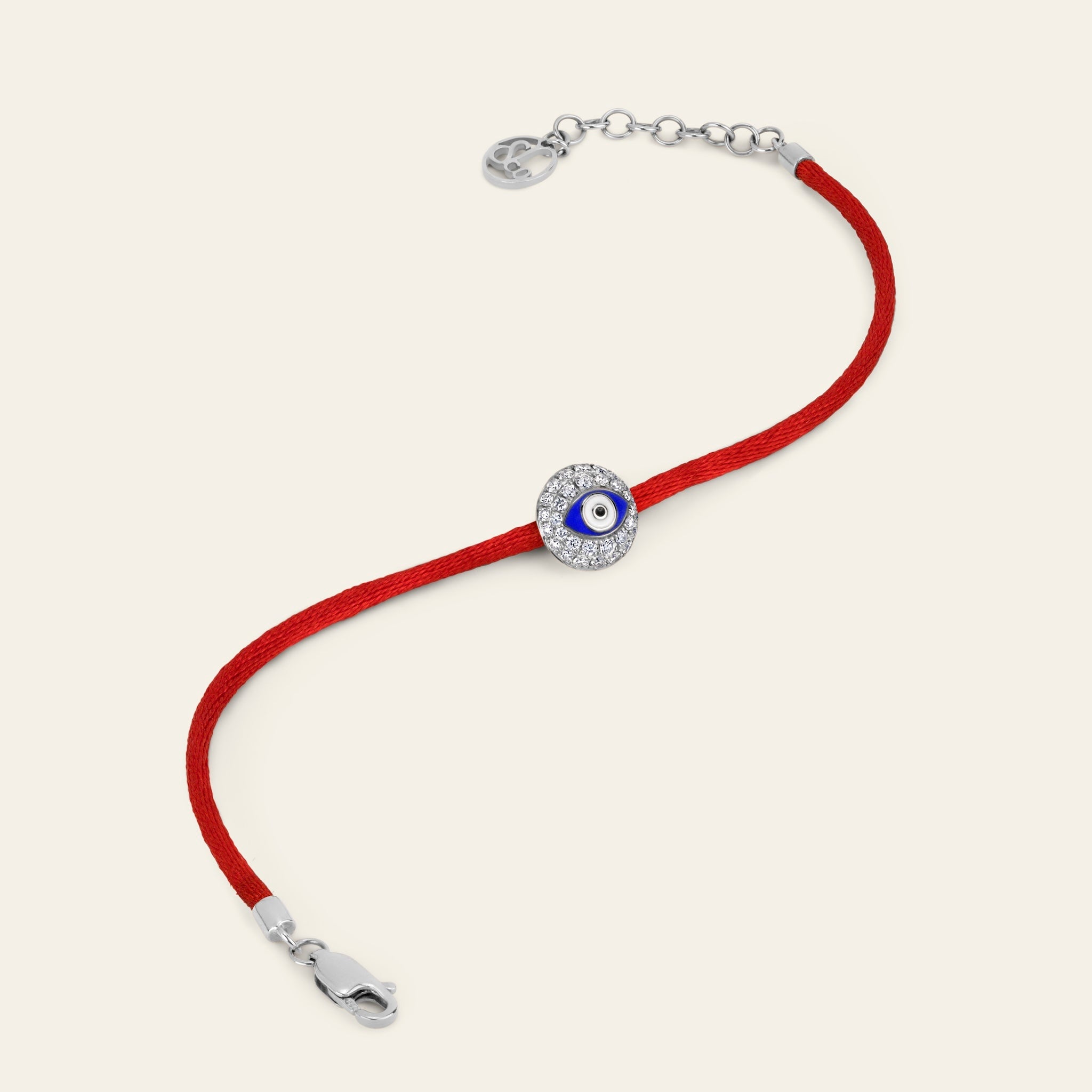 Evil Eye Diamond Bracelet in Blue Enamel and White Gold 4