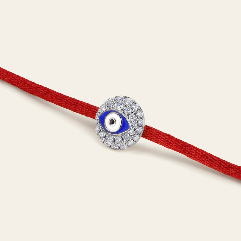 Evil Eye Diamond Bracelet in Blue Enamel and White Gold 5
