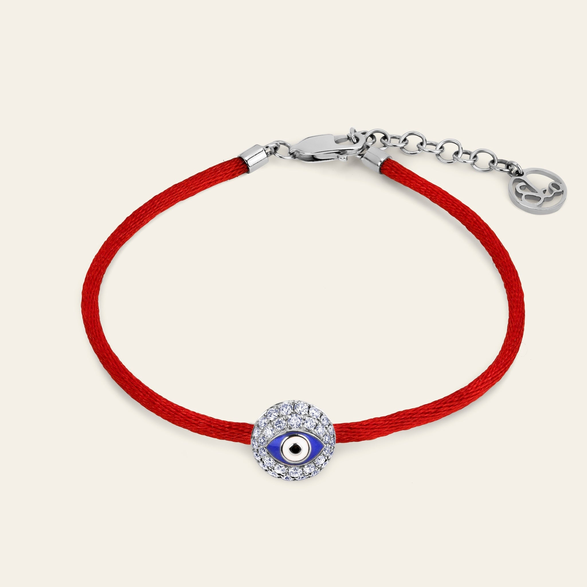 Evil Eye Diamond Bracelet in Blue Enamel and White Gold 6
