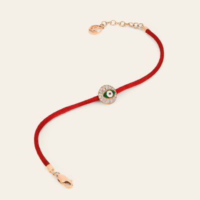 Evil Eye Diamond Bracelet in Green Enamel and Rose Gold 4