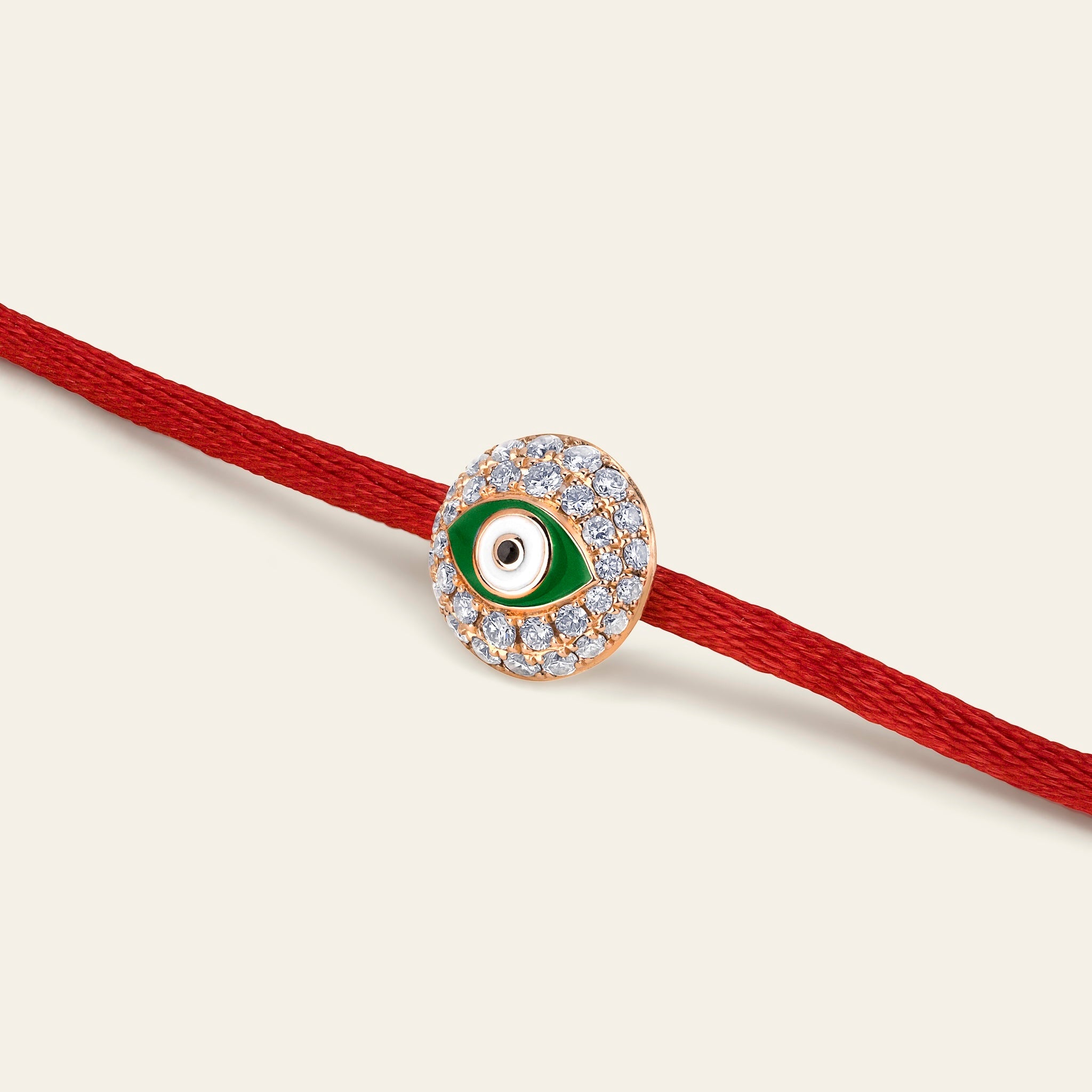 Evil Eye Diamond Bracelet in Green Enamel and Rose Gold 5