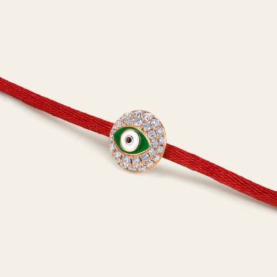 Evil Eye Diamond Bracelet in Green Enamel and Rose Gold 5