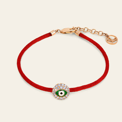 Evil Eye Diamond Bracelet in Green Enamel and Rose Gold 6