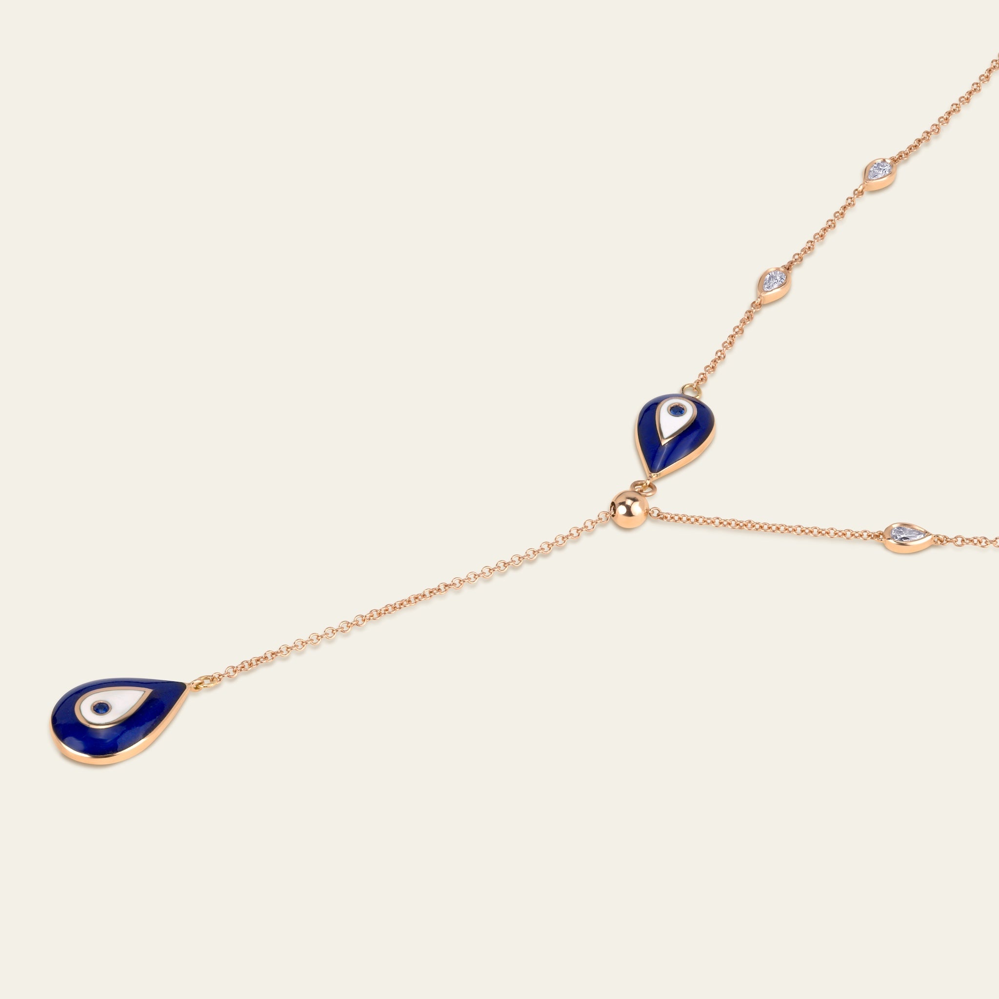 Evil Eye Diamond Necklace_Rose Gold_Sapphires_White Diamonds_2