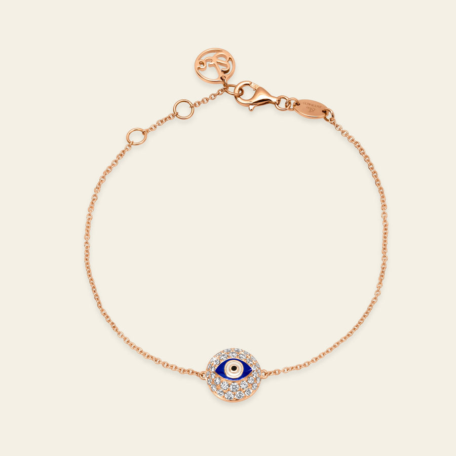 Evil Eye Diamond Bracelet_Rose Gold_White Diamonds_1