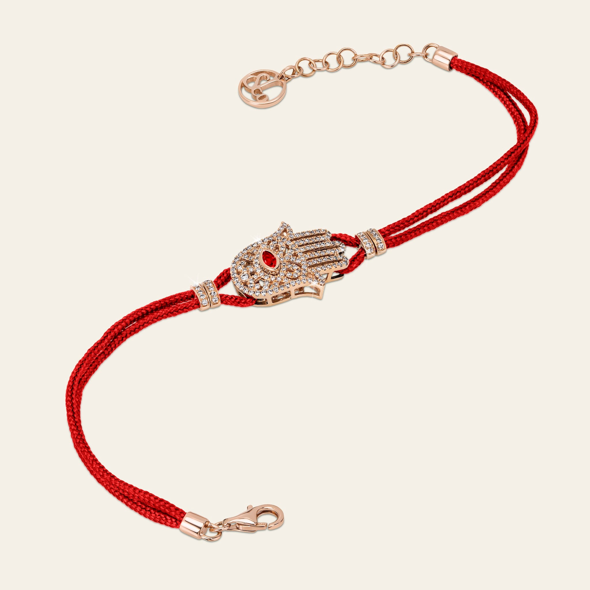 Hamsa Diamond Bracelet_Rose Gold_Ruby_White Diamonds_2