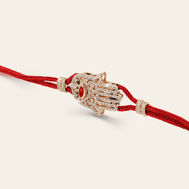 Hamsa Diamond Bracelet_Rose Gold_Ruby_White Diamonds_3