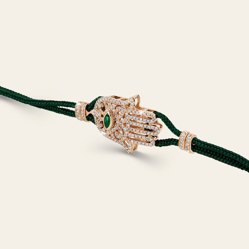 Hamsa Diamond Bracelet_Rose Gold_Emerald_White Diamonds_3