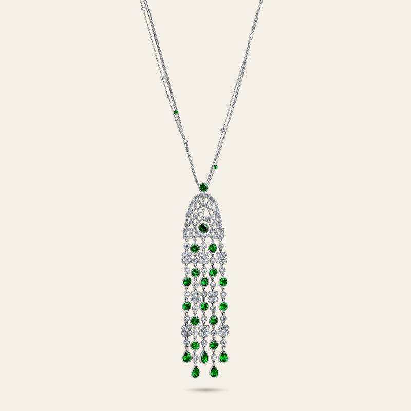 Jezebel Pendant_White Gold_White Diamonds and Tsavorite_1