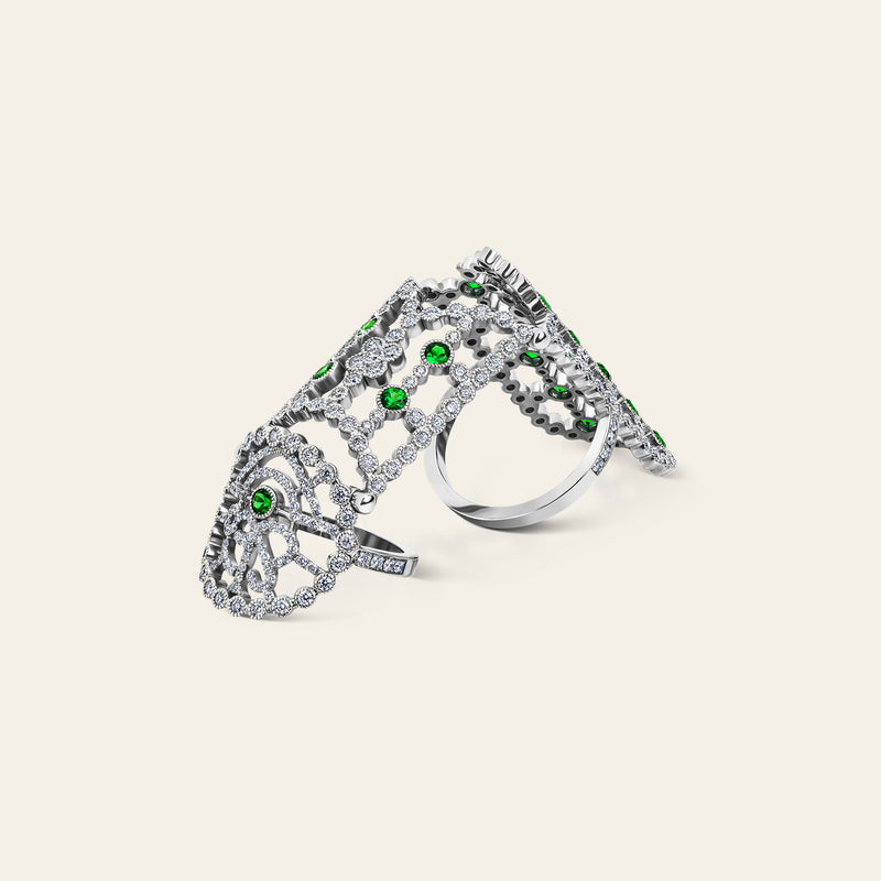 Jezebel Ring_White Gold_White Diamonds and Tsavorite_2