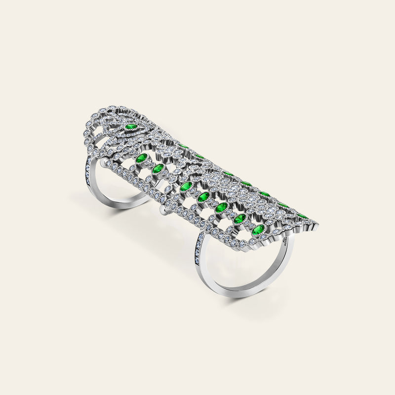 Jezebel Ring_White Gold_White Diamonds and Tsavorite_4