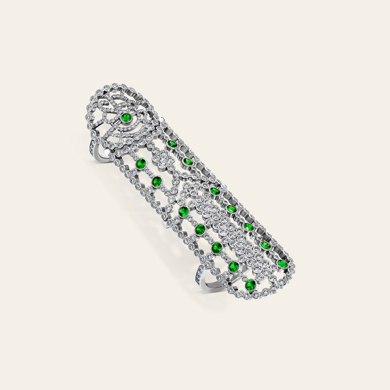Jezebel Ring_White Gold_White Diamonds and Tsavorite_1