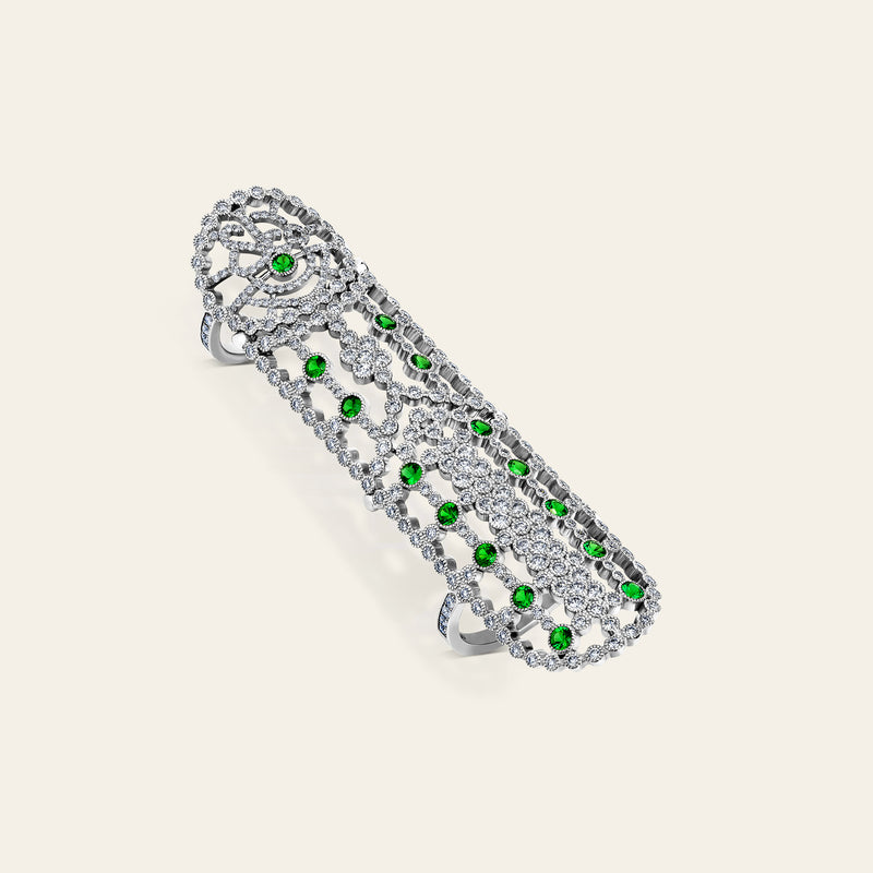 Jezebel Ring_White Gold_White Diamonds and Tsavorite_1