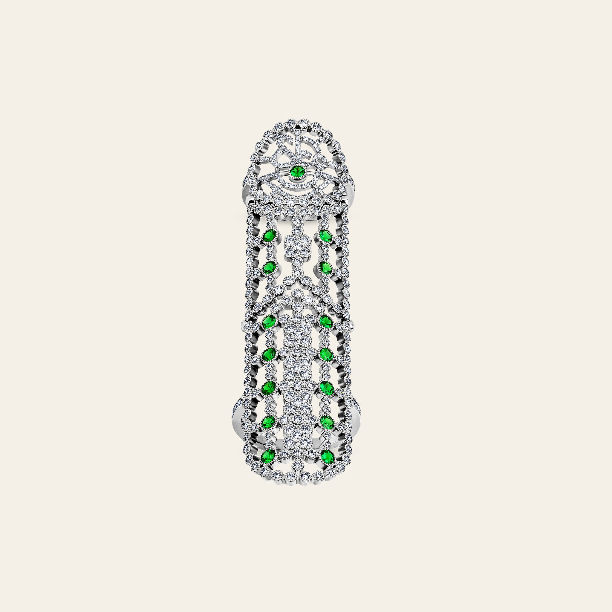 Jezebel Ring_White Gold_White Diamonds and Tsavorite_3