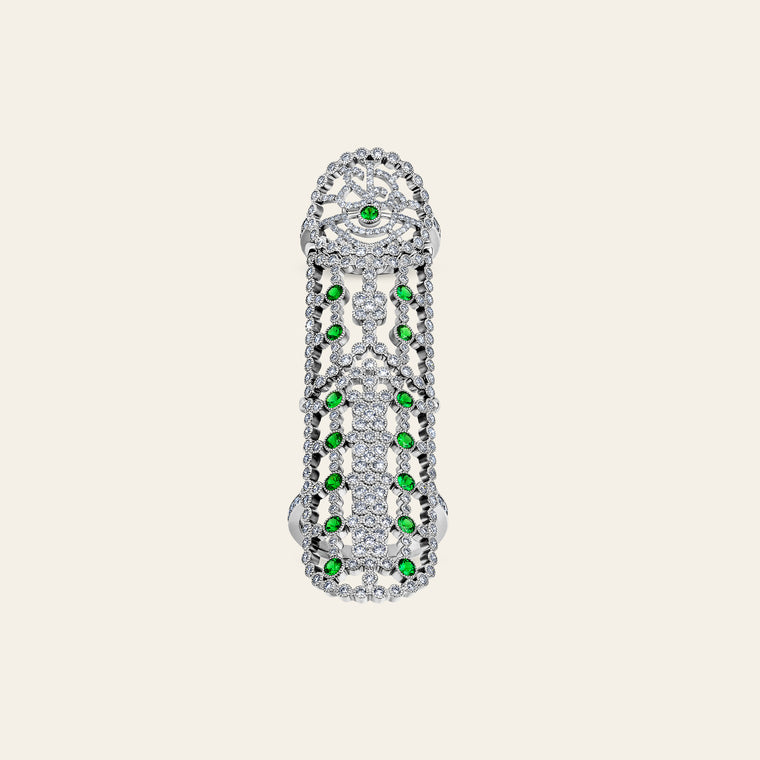 Jezebel Ring_White Gold_White Diamonds and Tsavorite_3