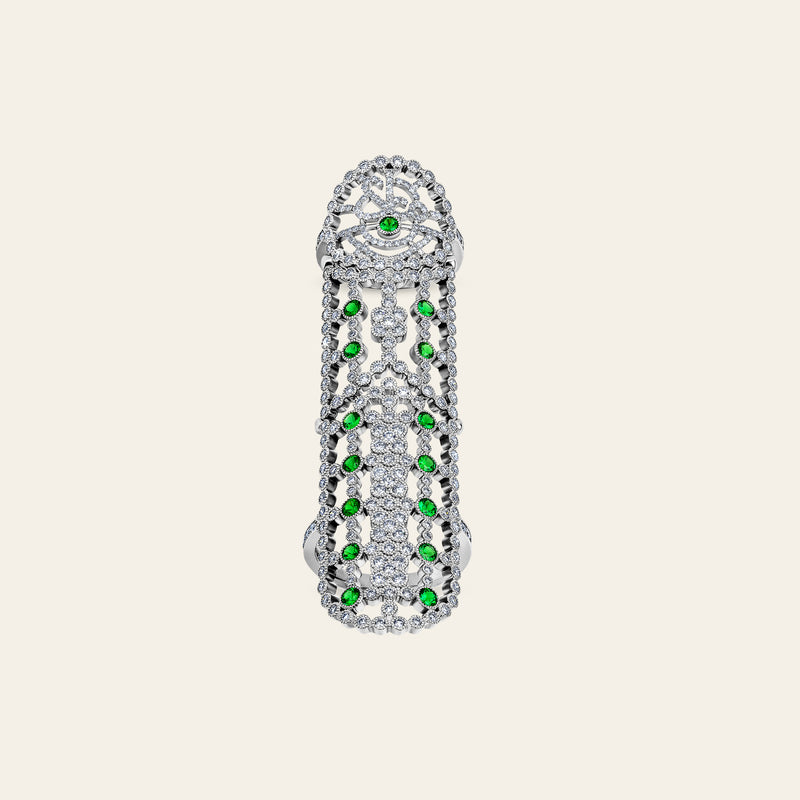 Jezebel Ring_White Gold_White Diamonds and Tsavorite_3