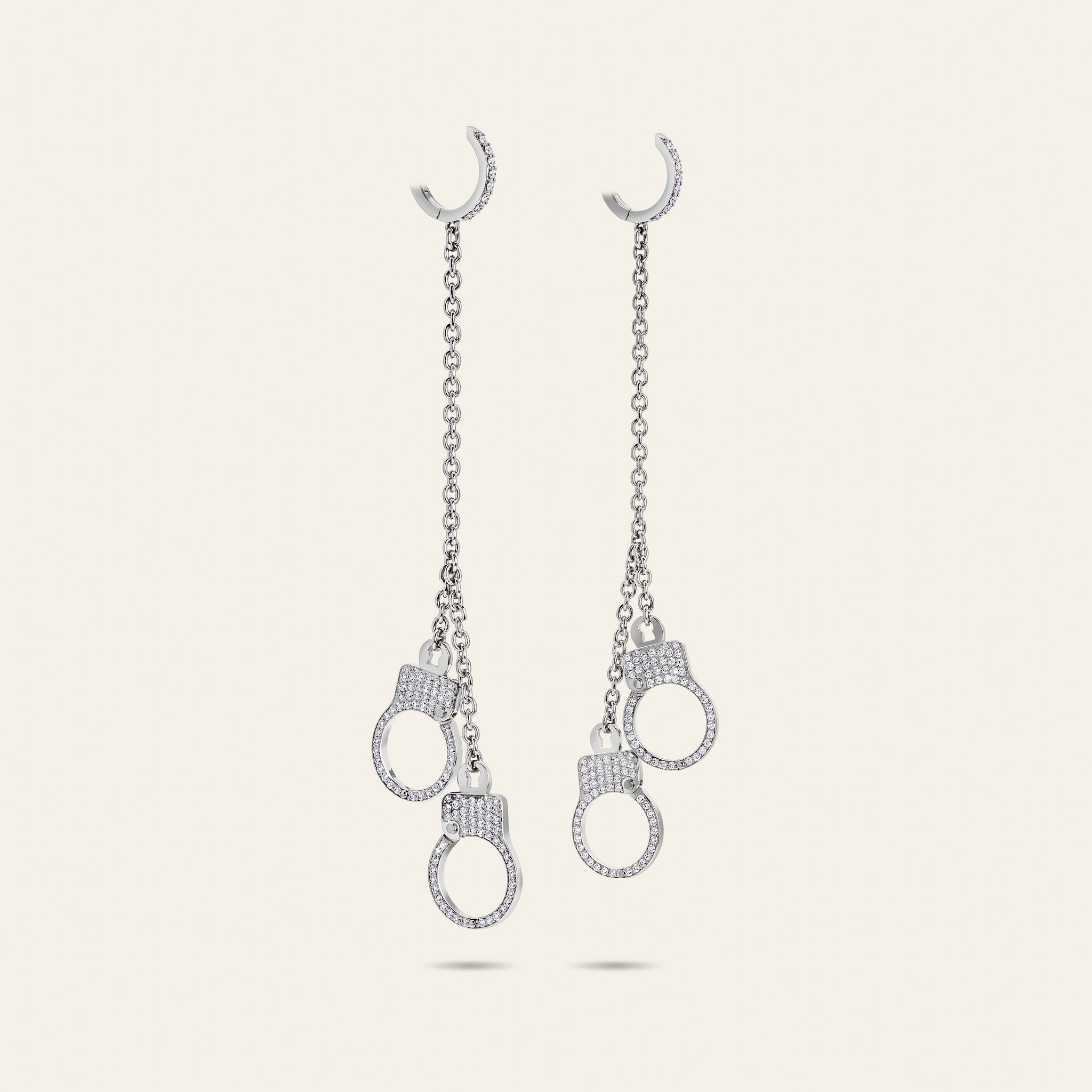 Love Lockdown Diamond Hanging Earrings_White Gold_1