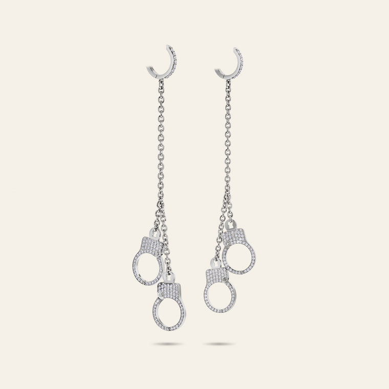 Love Lockdown Diamond Hanging Earrings_White Gold_1