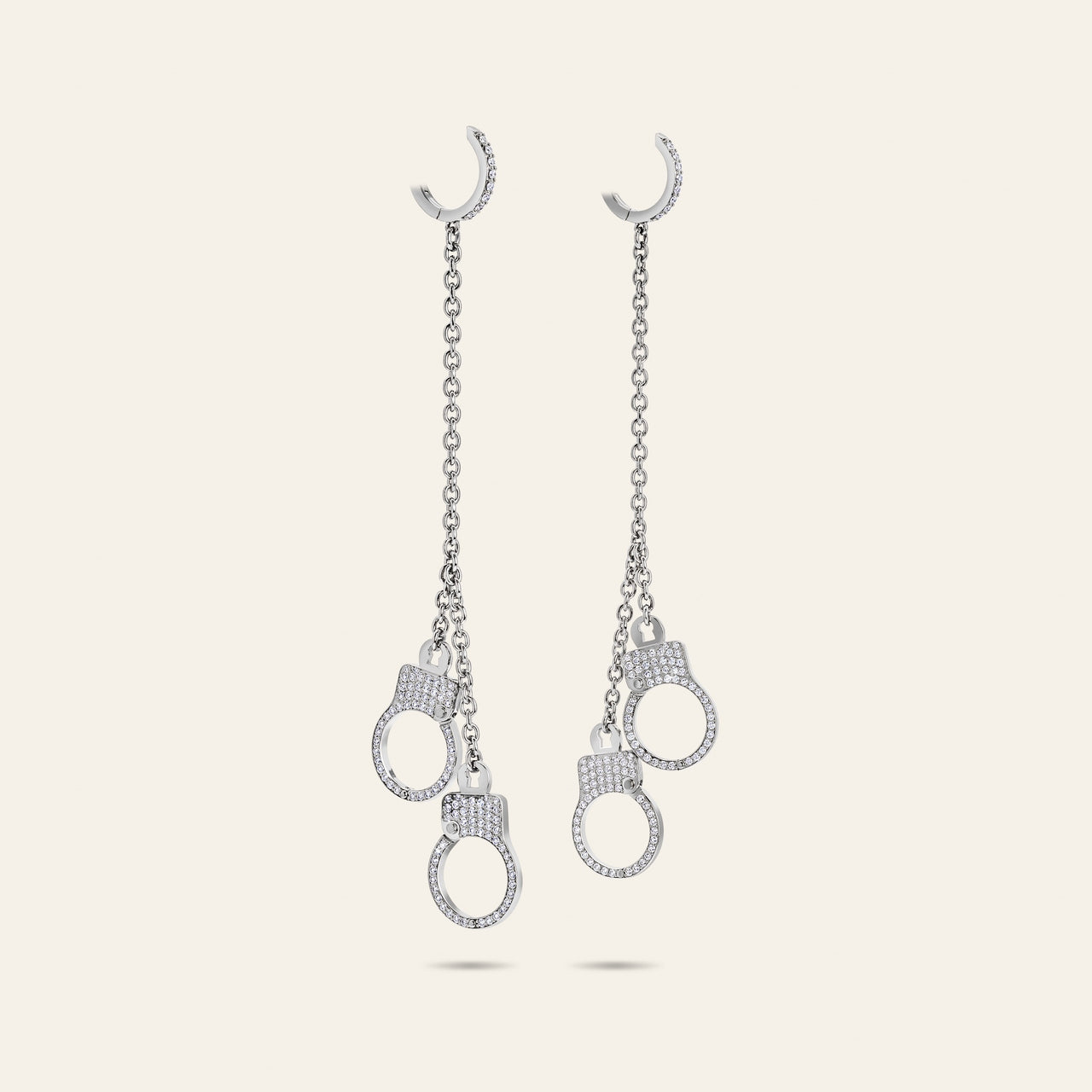 Love Lockdown Diamond Hanging Earrings_White Gold_1