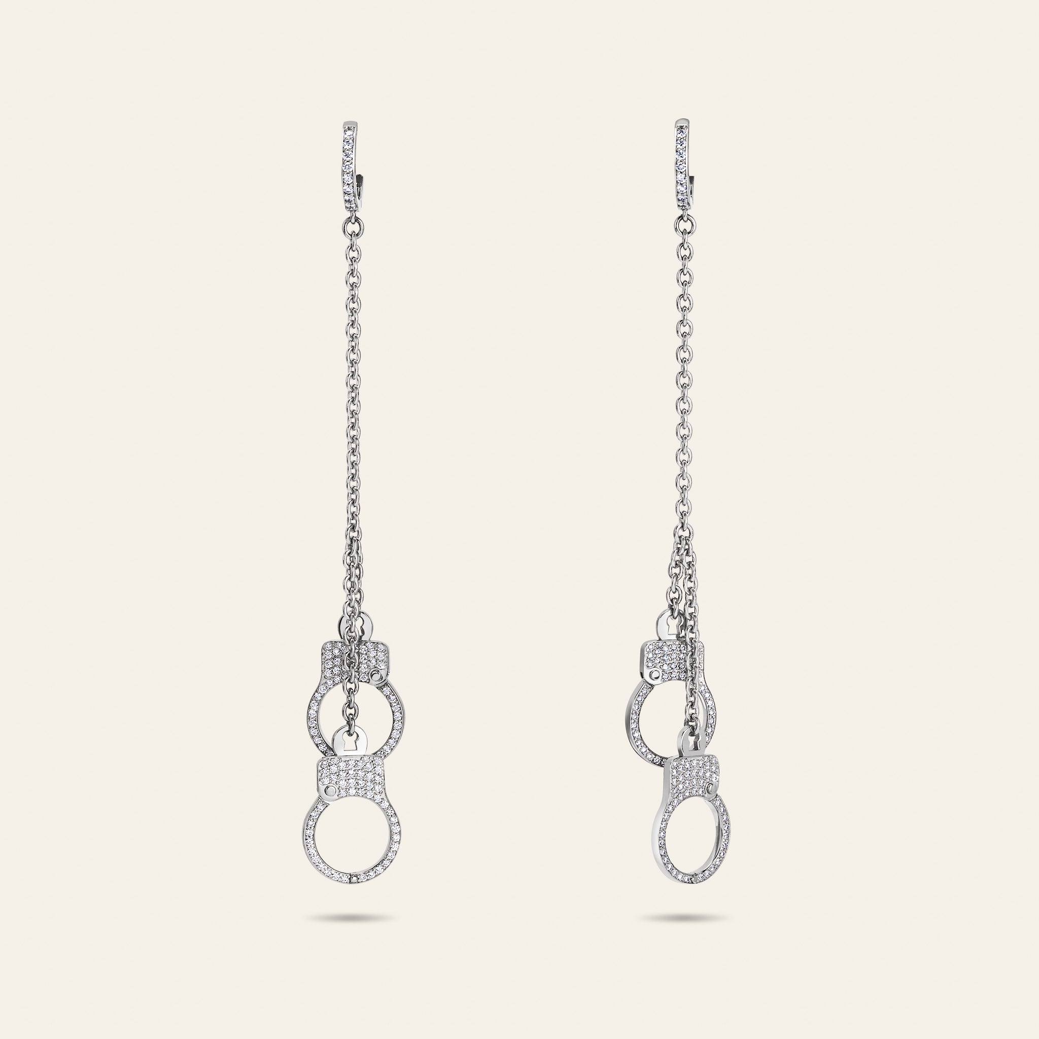 Love Lockdown Diamond Hanging Earrings_White Gold_2