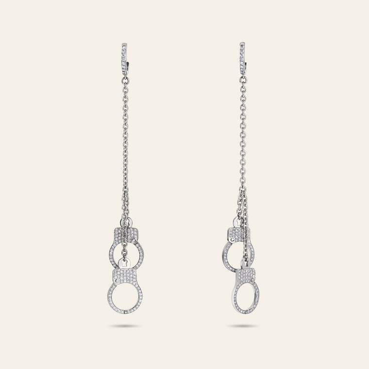 Love Lockdown Diamond Hanging Earrings_White Gold_2