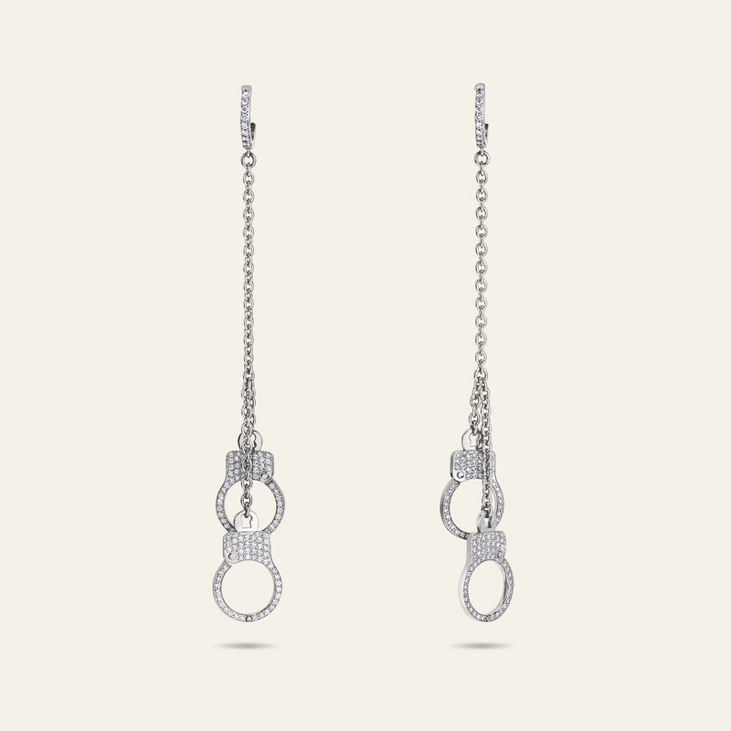 Love Lockdown Diamond Hanging Earrings_White Gold_2