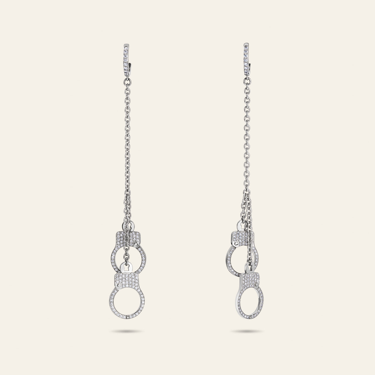 Love Lockdown Diamond Hanging Earrings_White Gold_2