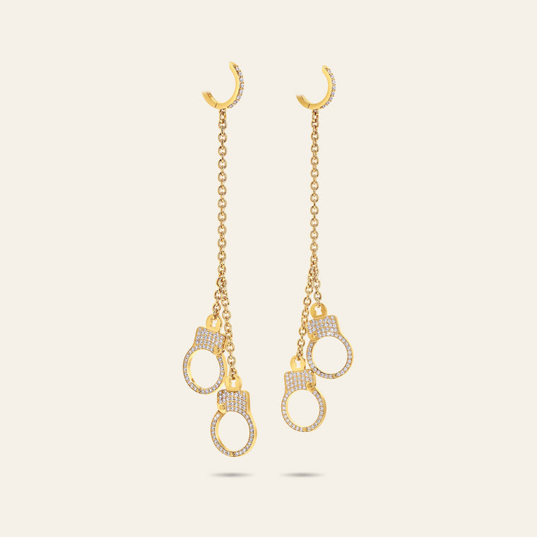 Love Lockdown Diamond Hanging Earrings_Yellow Gold_1